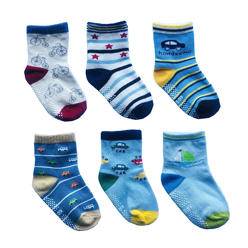 6 Pairs/lot 0 to 5 Yrs Four Seasons Sock For Boys Girl Toddlers Infants Non Skid Floor Socks Cotton Unisex Children's White Sock