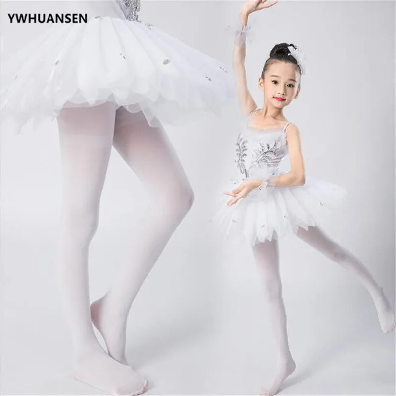 1/2/4/6/8 Pairs/lot Spring Summer Candy Kids Pantyhose Ballet Dance Tights for Girls Stocking Children Velvet Solid White