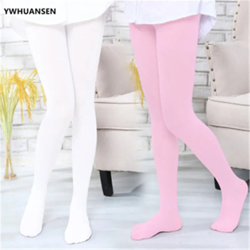 1/2/4/6/8 Pairs/lot Spring Summer Candy Kids Pantyhose Ballet Dance Tights for Girls Stocking Children Velvet Solid White