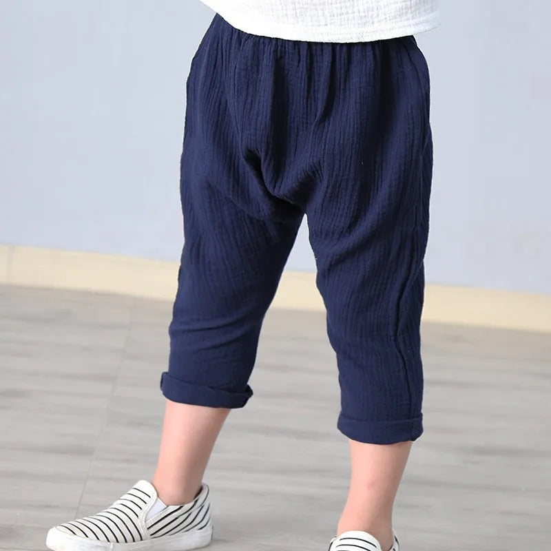 Boys Linen Pants Summer 1-6year Baby Girl Pant Solid Color Linen Children Pants Cotton Linen Pants for Boys Harem Pants for Kids