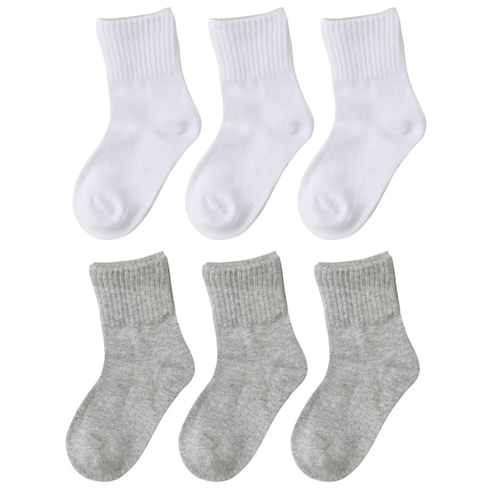MIPP brand student antibacterial mid tube socks, all cotton anti odor pure white, sports school children, boys and girls