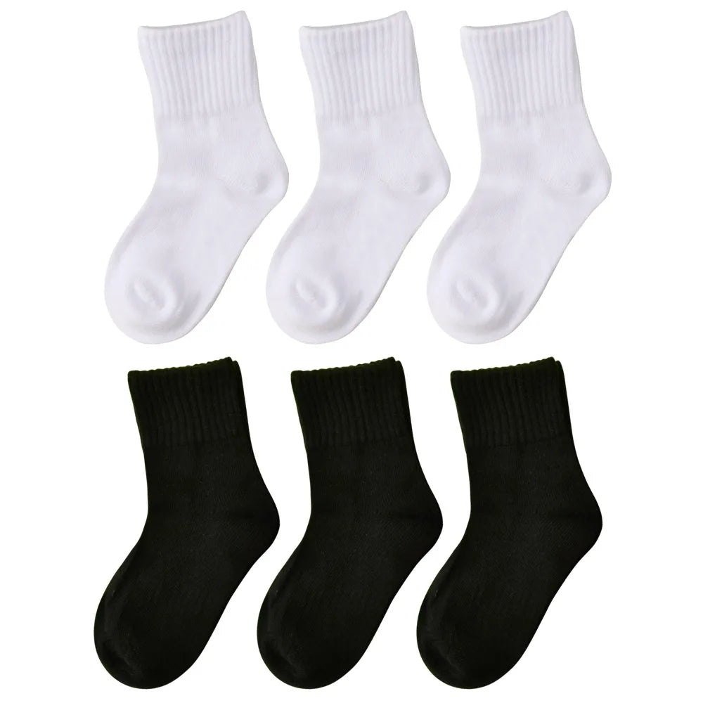 MIPP brand student antibacterial mid tube socks, all cotton anti odor pure white, sports school children, boys and girls