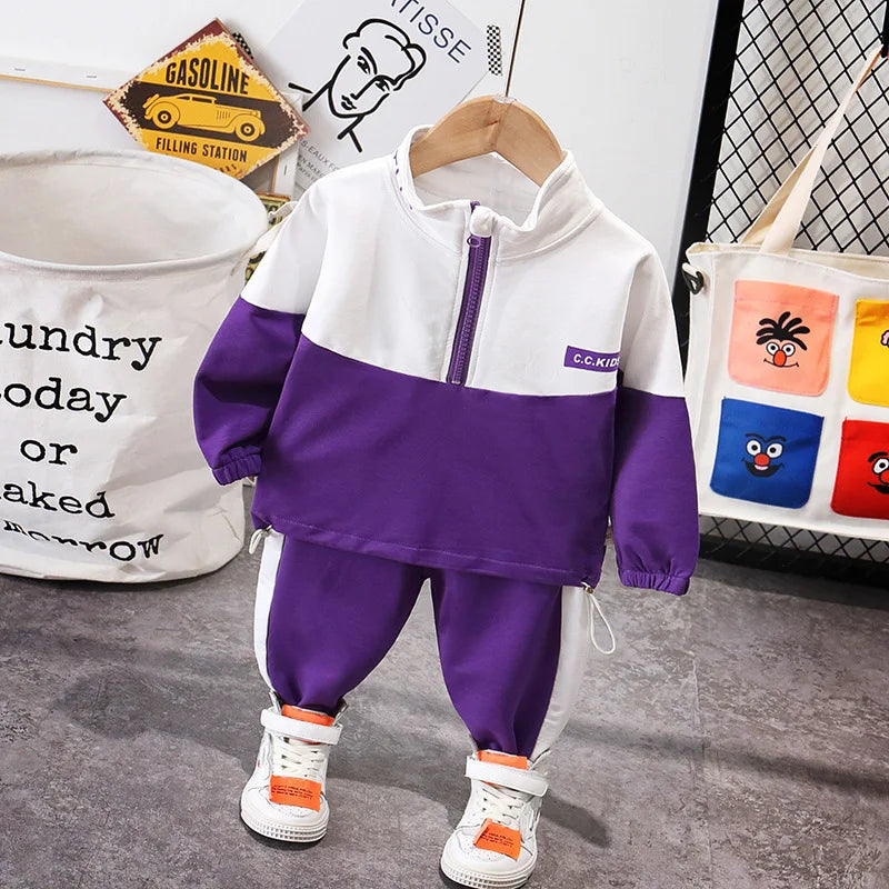 Fashion Children Clothing Spring Autumn Baby Girl Clothes Boys Solid Jacket Pants 2Pcs/Set Toddler Cotton Costume Kids Tracksuit
