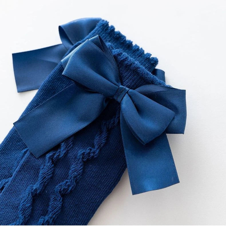 New Kids Girls Socks With Big Bows Knee High Princess Socks For Girl Infant Baby Cotton Sock Long Tube Children Socks Christmas