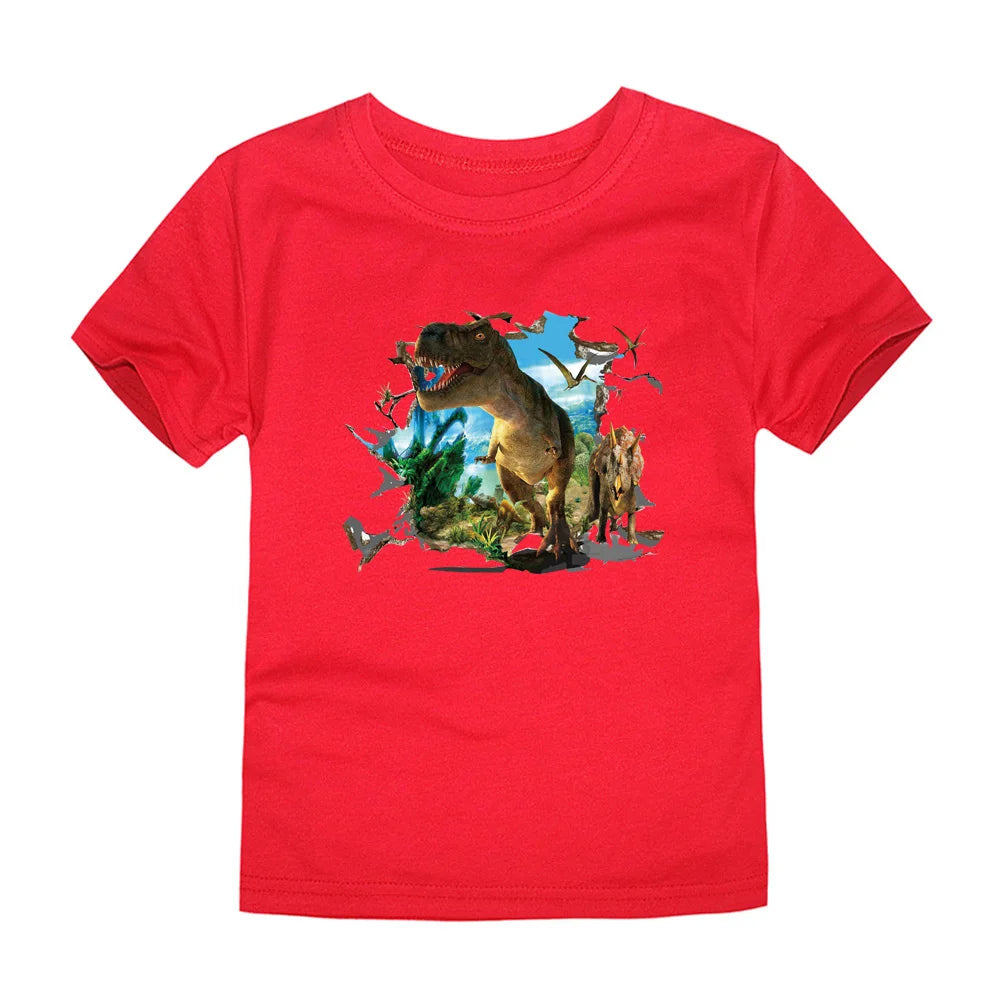 Child Boy Summer T Shirt Cotton Red Car Dinosaur Anime T-Shirt for Children Baby Clothes Boys Kid Tees Cartoon Toddler Top 2-12Y