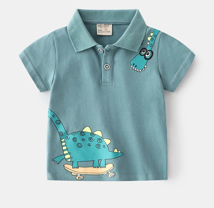 Summer Cute Cartton Polo T-shirts For Boys Cotton Quality Breathable Fabric Kids Tops Tees Shirt Children's Clothes