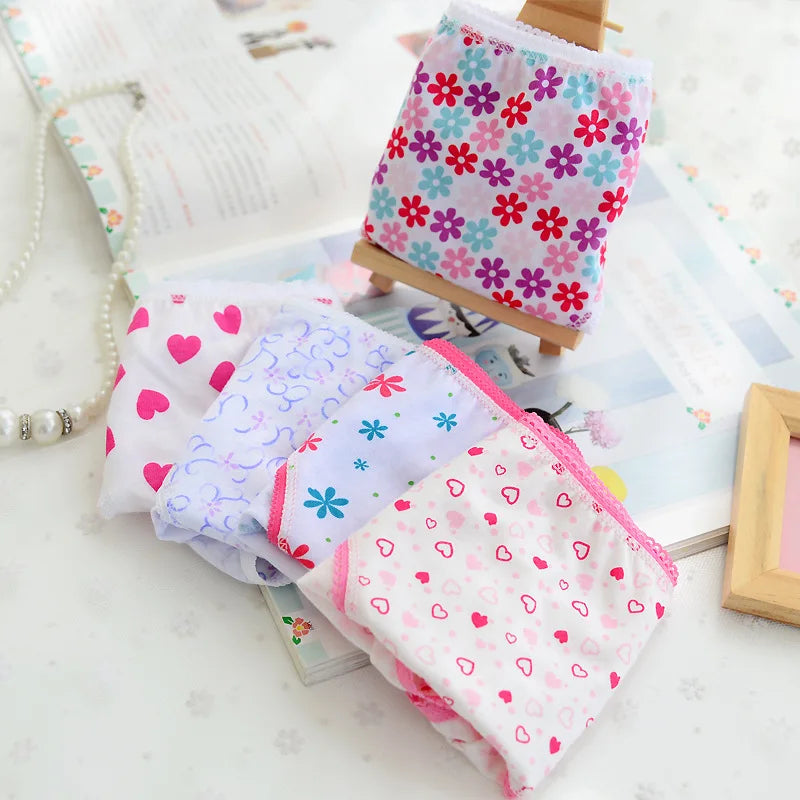 Wholesale(10pcs/lot) Cartoon Design Underwear For Children Kid, 100% Cotton Girls Shorts Underpants Knickers, 2 4 6 8 10 Years