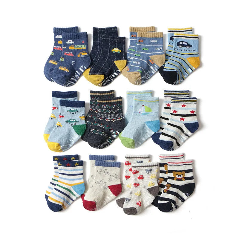 6 Pairs/lot 0 to 5 Yrs Four Seasons Sock For Boys Girl Toddlers Infants Non Skid Floor Socks Cotton Unisex Children's White Sock
