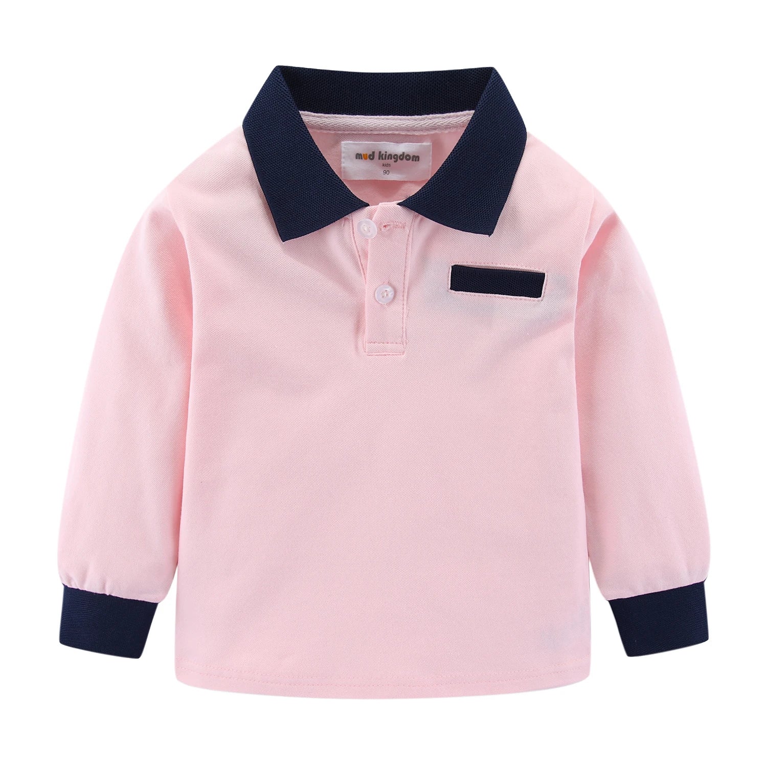 Mudkingdom Little Boys Long Sleeve Polo Shirts Solid Fashion Turn-down Collar Cotton Tops for Kids Clothing Spring Clothes