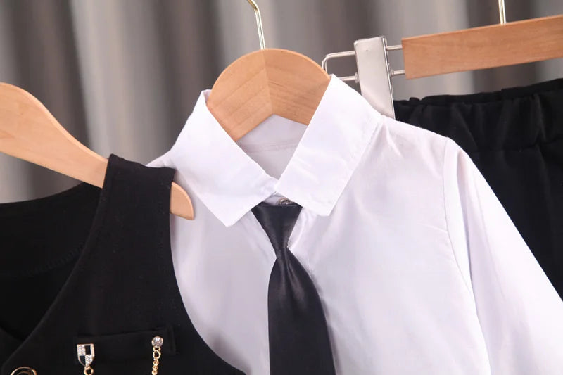 New Spring Autumn Baby Clothes Suit Children Boys Vest Shirt Pants 3Pcs/Sets Toddler Fashion Casual Costume Kids Formal Clothing