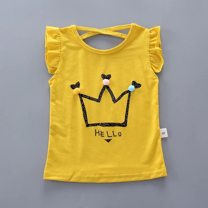 New Fashion Summer Baby Clothes Suit Children Girls Cartoon Casual Vest Shorts 2Pcs/Sets Toddler Sport Clothing Kids Tracksuits