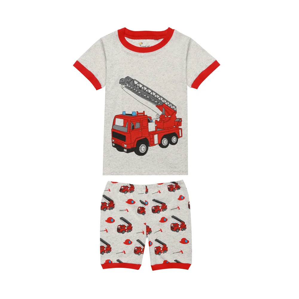 2 3 4 5 6 7 8 Yrs Boys Pajamas for Kids Children Sleepwear Short Sleeve Sleep Clothes Tops Pajama Shorts Clothing Set Boy Pijama