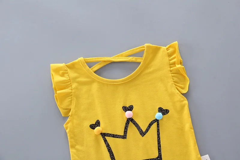 New Fashion Summer Baby Clothes Suit Children Girls Cartoon Casual Vest Shorts 2Pcs/Sets Toddler Sport Clothing Kids Tracksuits