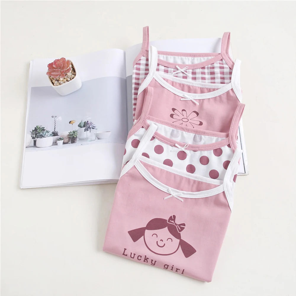 4Pcs Summer Tank Tops For Girls Cartoon Underwear Young Teens In Lingerie Cotton Sport Top Children Undershirts Sleeveless Vest