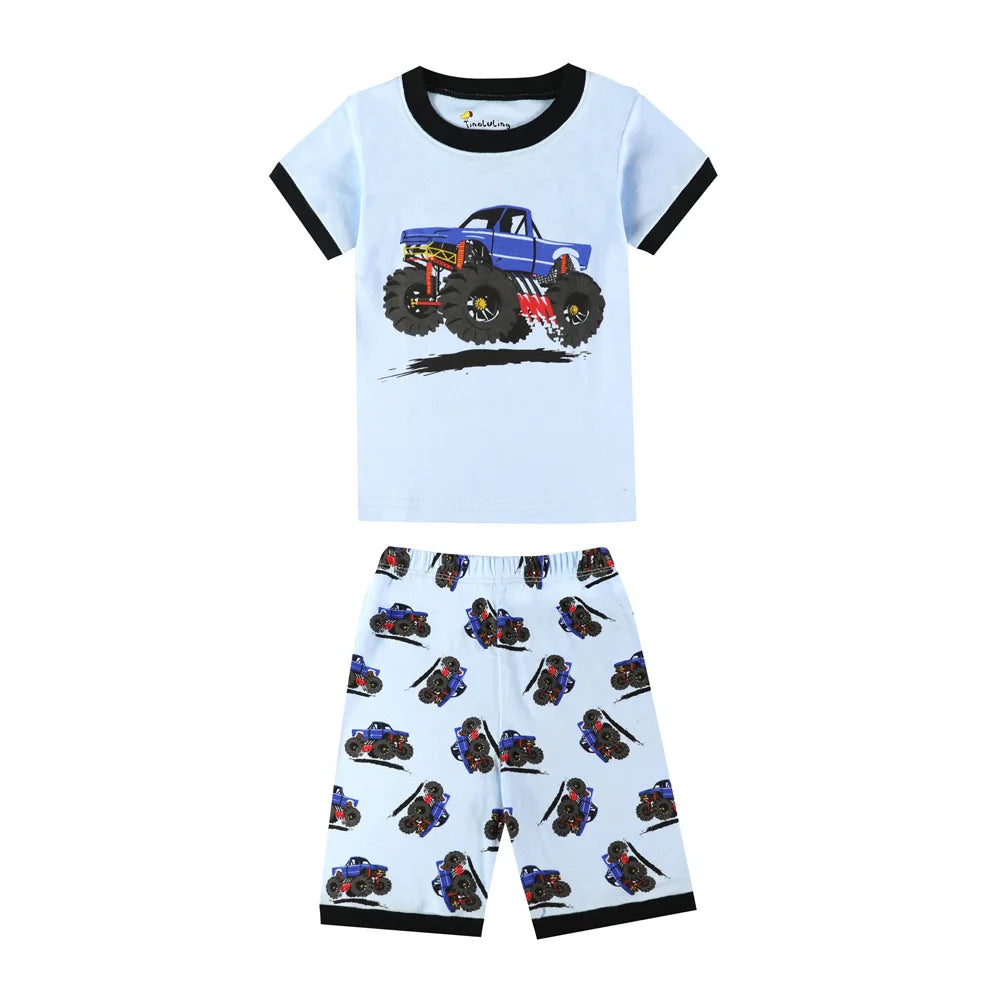 2 3 4 5 6 7 8 Yrs Boys Pajamas for Kids Children Sleepwear Short Sleeve Sleep Clothes Tops Pajama Shorts Clothing Set Boy Pijama