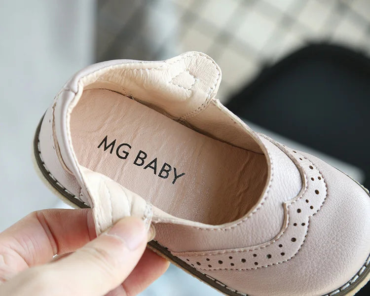 New Grils Leather Shoes Casual Girls Autumn Winter Kids Pu Show White Shoes Children's  Black Pink size 21-30 Flats