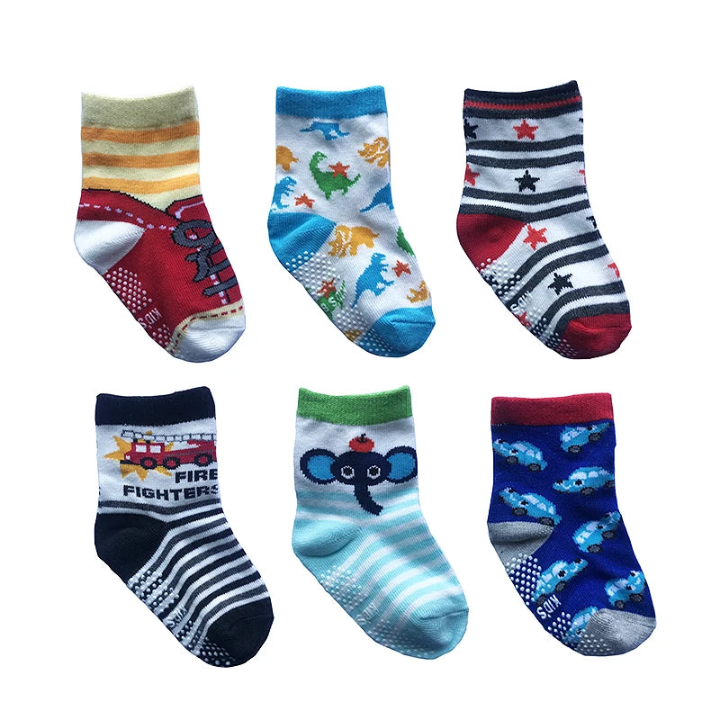 6 Pairs/lot 0 to 5 Yrs Four Seasons Sock For Boys Girl Toddlers Infants Non Skid Floor Socks Cotton Unisex Children's White Sock