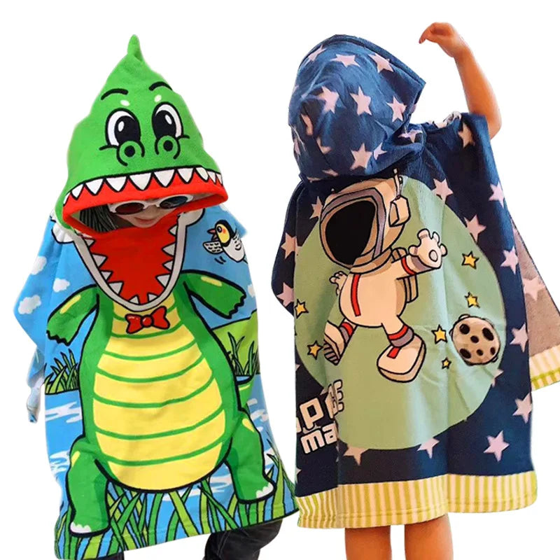 Newborn Baby Bath Towel Cute Cartoon Children Hooded Cloak Beach Towel Infant Wrap Blanket Animal Toddler Boy Girl Kid Swim Robe