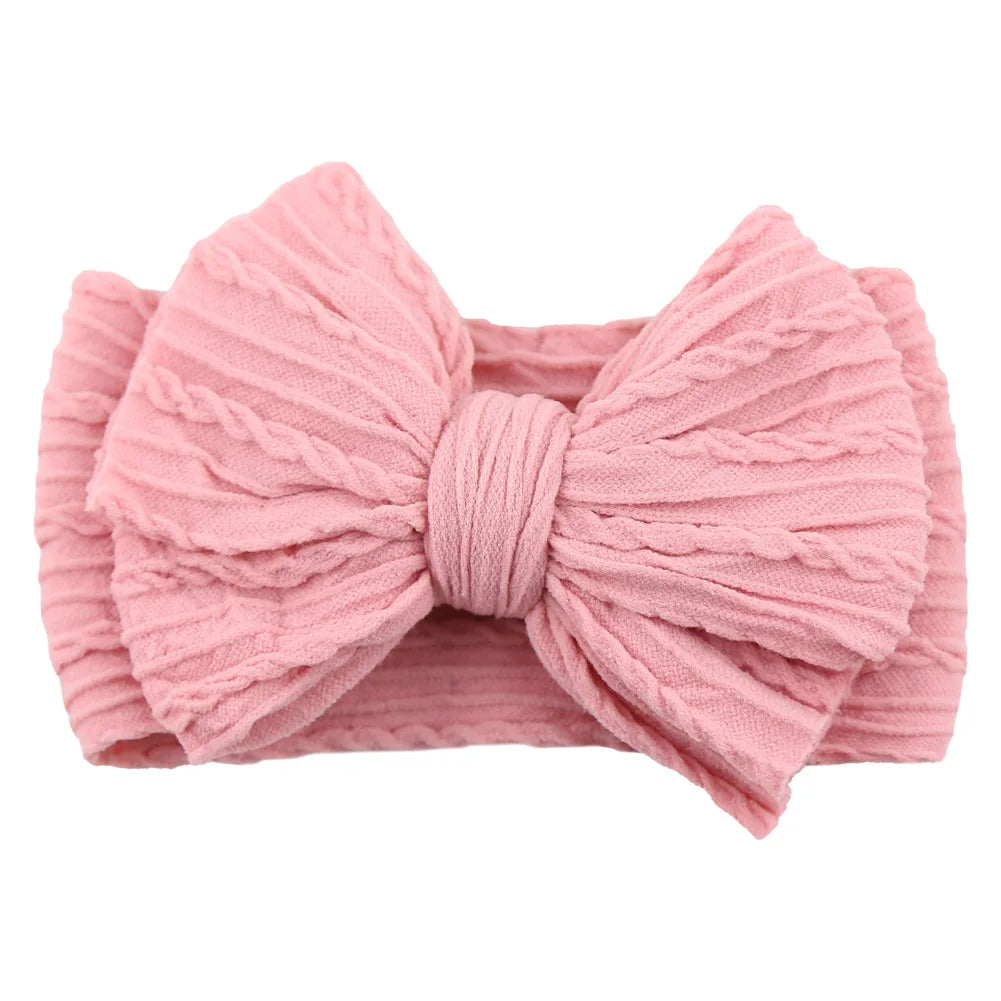 20Pcs/Lot Solid Cable Bow Baby Turban Headband Kids Nylon Layers Elastic Headwraps Newborn Boy Girl Hair Band Accessories