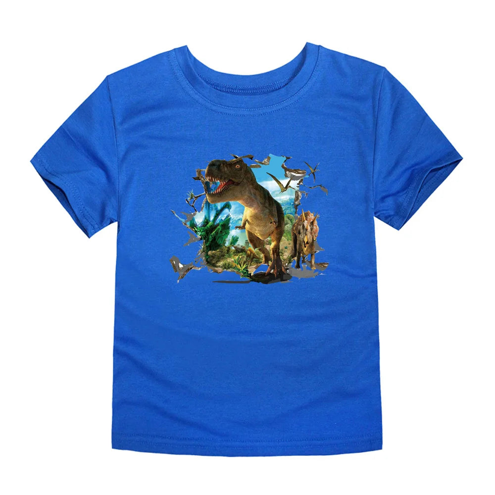 Child Boy Summer T Shirt Cotton Red Car Dinosaur Anime T-Shirt for Children Baby Clothes Boys Kid Tees Cartoon Toddler Top 2-12Y