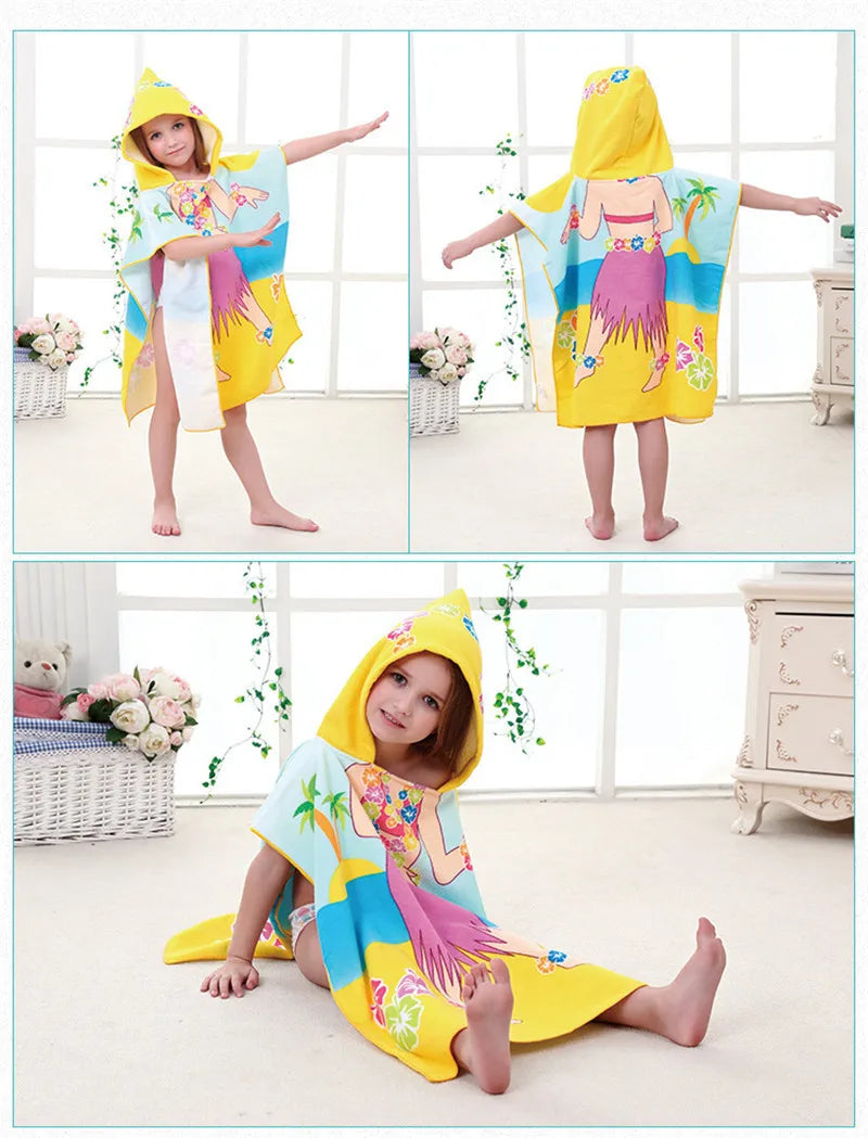 Newborn Baby Bath Towel Cute Cartoon Children Hooded Cloak Beach Towel Infant Wrap Blanket Animal Toddler Boy Girl Kid Swim Robe