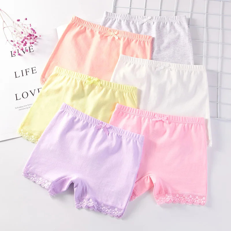 hot sales new girls cotton lace boxer shorts panties kids solid children underwear 2-10years 6pcs/lot M-3XL clothes