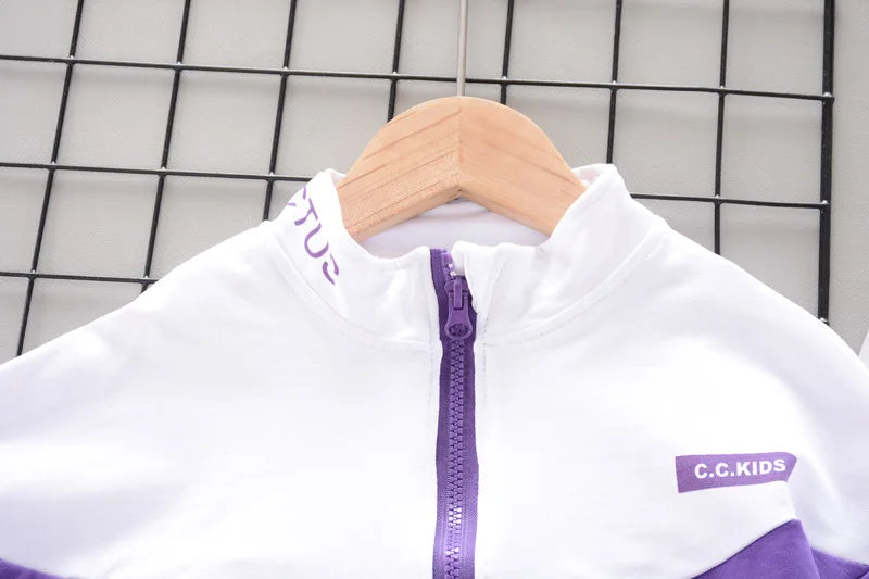 Fashion Children Clothing Spring Autumn Baby Girl Clothes Boys Solid Jacket Pants 2Pcs/Set Toddler Cotton Costume Kids Tracksuit