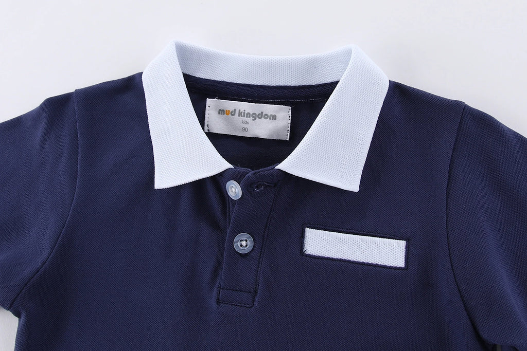 Mudkingdom Little Boys Long Sleeve Polo Shirts Solid Fashion Turn-down Collar Cotton Tops for Kids Clothing Spring Clothes