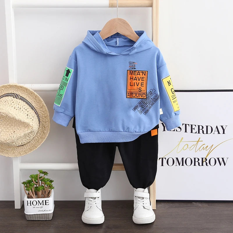 New Spring Autumn Baby Girl Clothes Children Boys Cotton Letter Hoodies Pants 2Piece Set Toddler Fashion Costume Kids Tracksuits