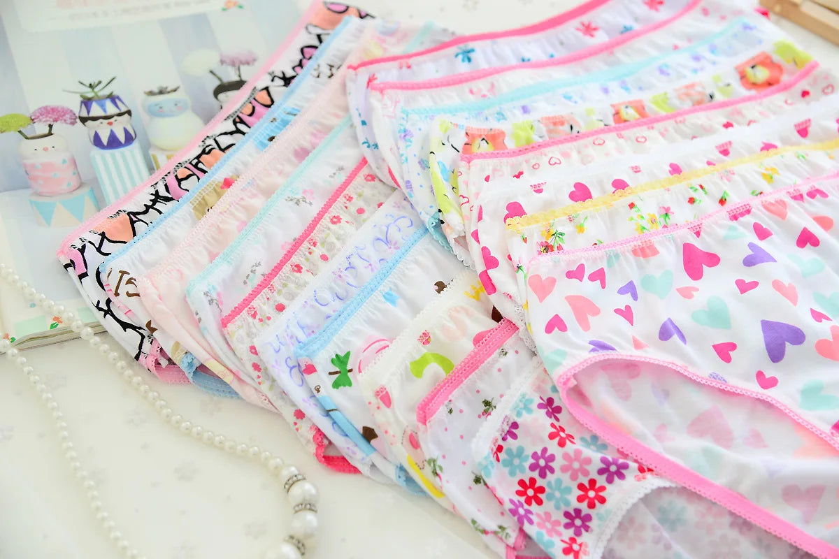 Wholesale(10pcs/lot) Cartoon Design Underwear For Children Kid, 100% Cotton Girls Shorts Underpants Knickers, 2 4 6 8 10 Years