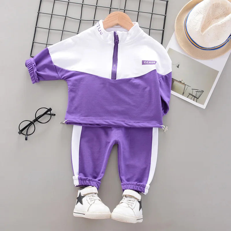 Fashion Children Clothing Spring Autumn Baby Girl Clothes Boys Solid Jacket Pants 2Pcs/Set Toddler Cotton Costume Kids Tracksuit