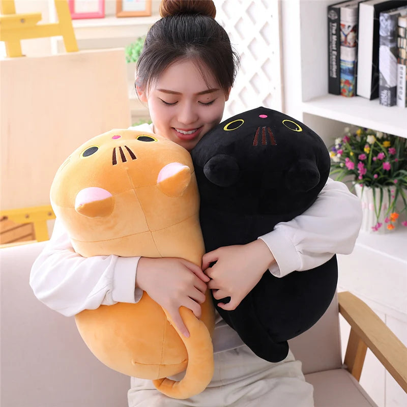25/100cm Cute Soft Cat Plush Pillow Sofa Cushion Kawaii Plush Toy Stuffed Cartoon Animal Doll for Kids Baby Girls Lovely Gift
