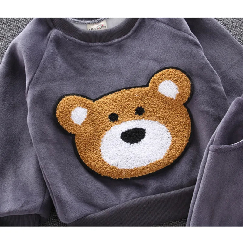 New Winter Baby Girls Clothes Suit Children Boys Thicken Warm Hooded Vest T-Shirt Pants 3Pcs/Set Toddler Costume Kids Tracksuits