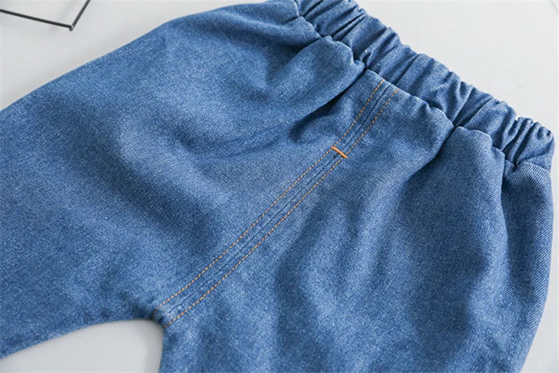 Infant Sports Jeans Spring Autumn Baby Clothes Fashion Children Cotton Pants One Piece Toddler Casual Costume Kids Sportswear