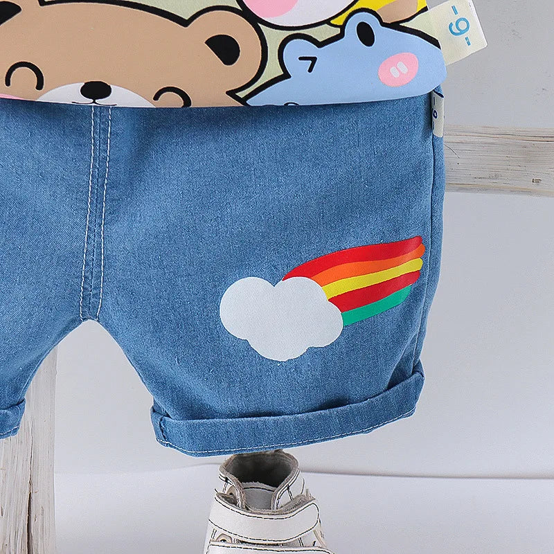 New Summer Baby Girl Clothes Suit Children Boys Cartoon T-Shirt Shorts 2Pcs/Sets Toddler Sports Costume Outfits Kids Tracksuits