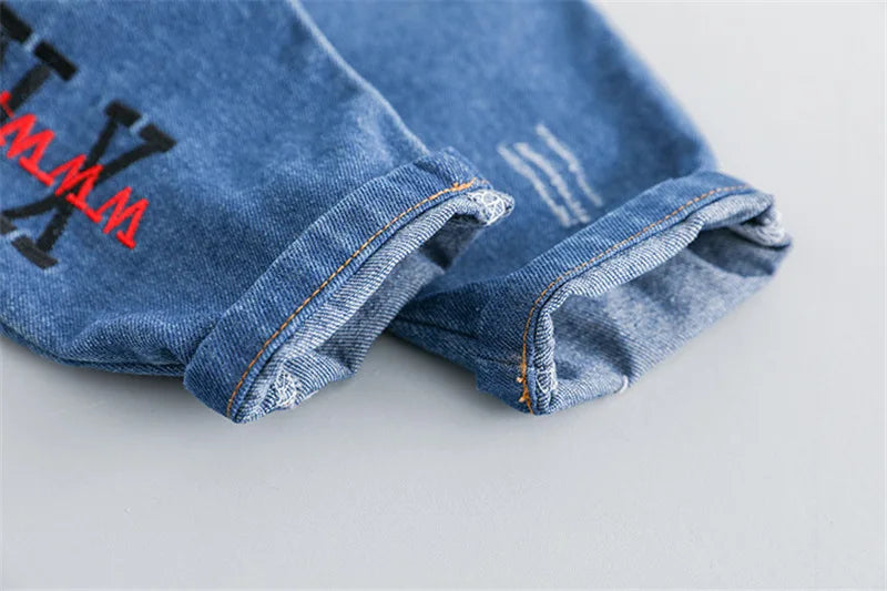 Infant Sports Jeans Spring Autumn Baby Clothes Fashion Children Cotton Pants One Piece Toddler Casual Costume Kids Sportswear