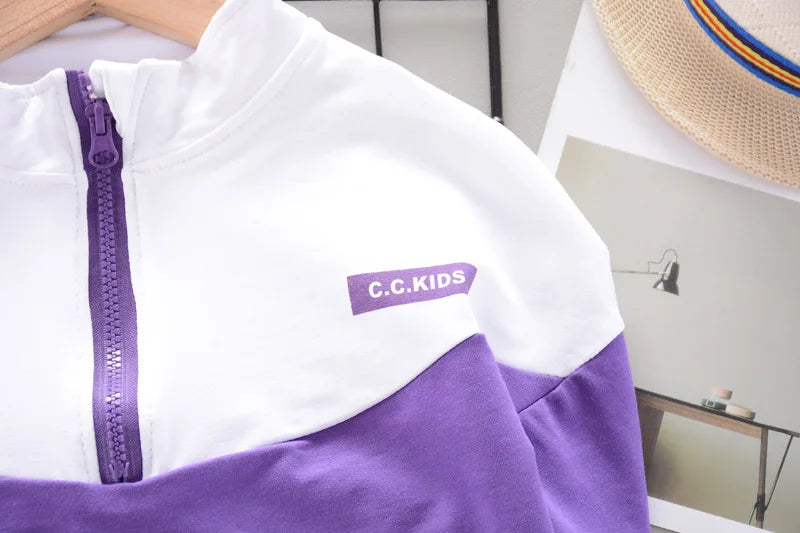 Fashion Children Clothing Spring Autumn Baby Girl Clothes Boys Solid Jacket Pants 2Pcs/Set Toddler Cotton Costume Kids Tracksuit