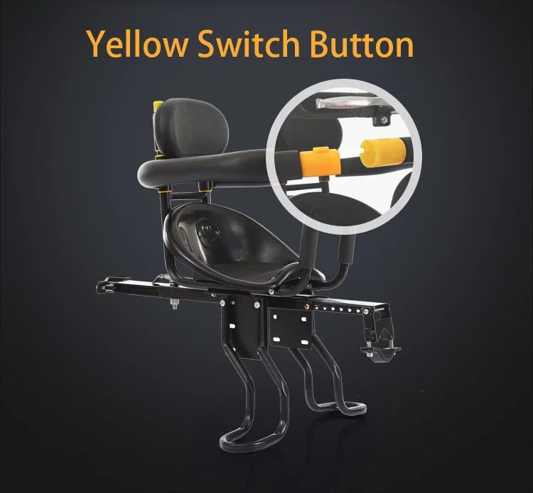 PANGDUBE Universal Front Bike Child Seat Adjustable Baby Bicycle Carrier with Safety Belt Foldable Kids Cycle Seat for Mountain