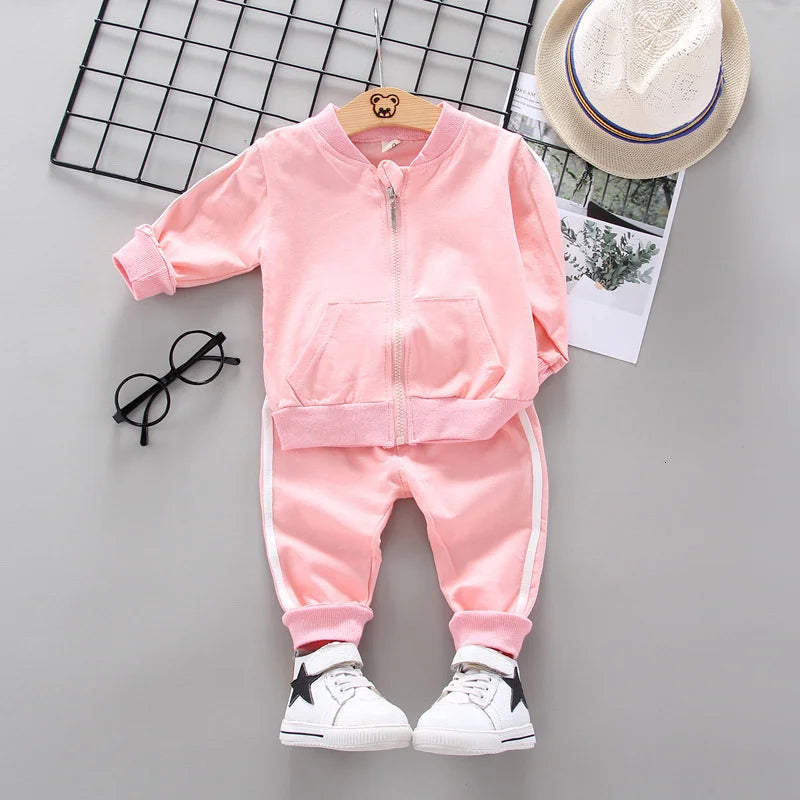 Fashion Children Clothing Spring Autumn Baby Girl Clothes Set Boys Cotton Jacket Pants 2 Pieces Toddler Costume Kids Tracksuits