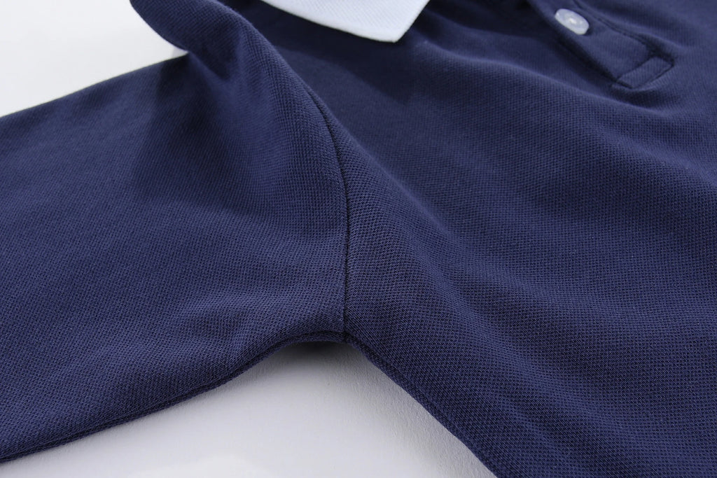 Mudkingdom Little Boys Long Sleeve Polo Shirts Solid Fashion Turn-down Collar Cotton Tops for Kids Clothing Spring Clothes