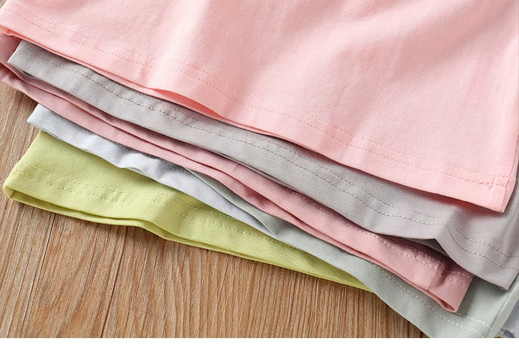 2025 Summer 2 3 4 6 8 10 Years Children Cotton Cartoon Star Bird Cat Rabbit Animal Print Short-Sleeve T-Shirt For Kids Baby Girl