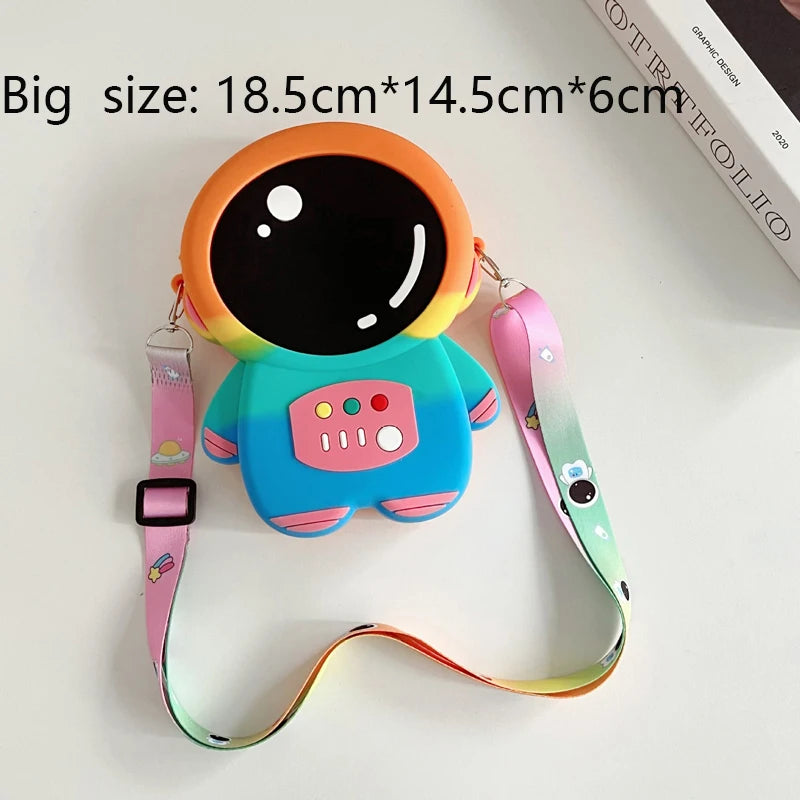 Astronaut Crossbody Bags Lovely Kawaii Bag Princess Small Storage Silicone Purse Cartoon Cosmonaut Model Toys Kids Prince Gift