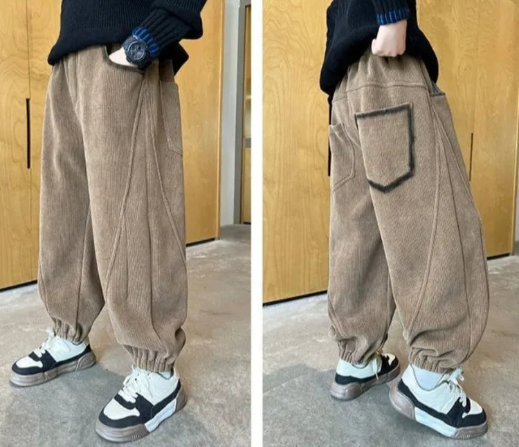 2025 New Boys' Corduroy Pants Spring Autumn Toddler Boy Sports Casual Pants