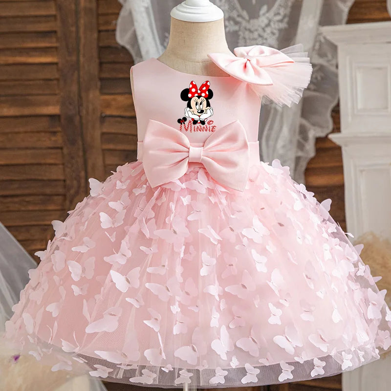 Mickey Minnie Mouse Girl Princess Dress Kid Clothes Party Birthday Outfits Evening Party Tulle Dress Wedding Wear Bowknot Dress
