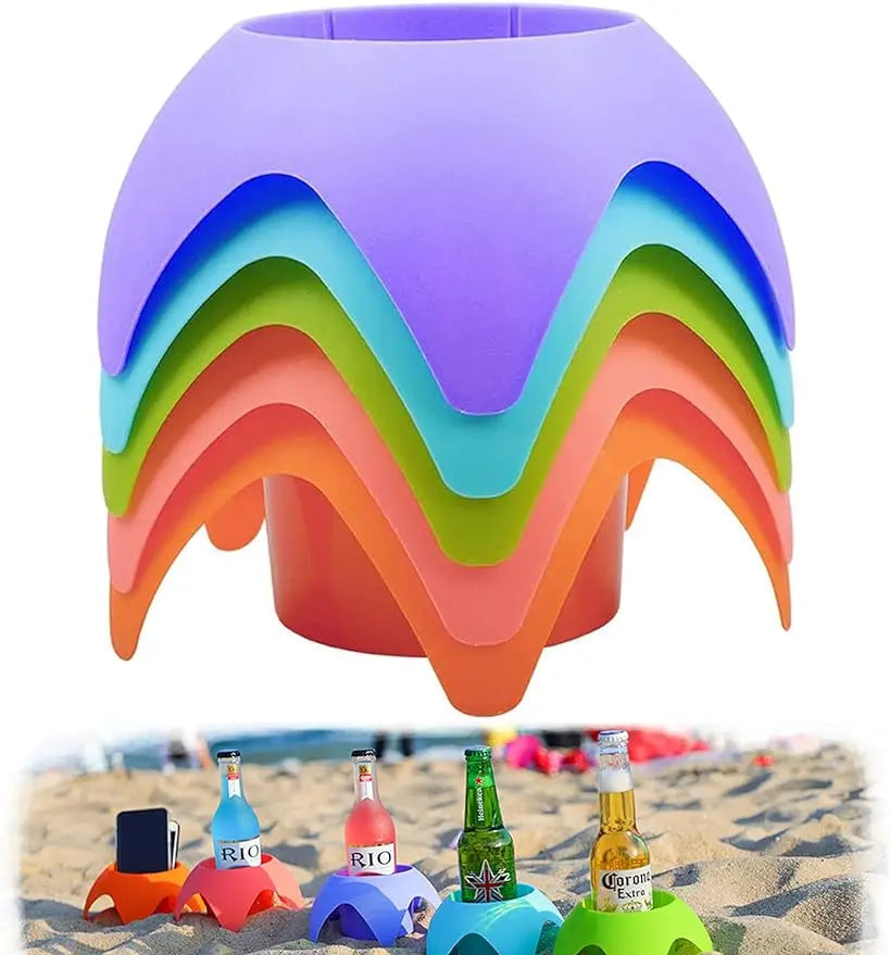 Beach Vacation Essentials Accessories Beach Drink Cup Holder Sand Coasters Beach Sand Cup Holders for Family Friends