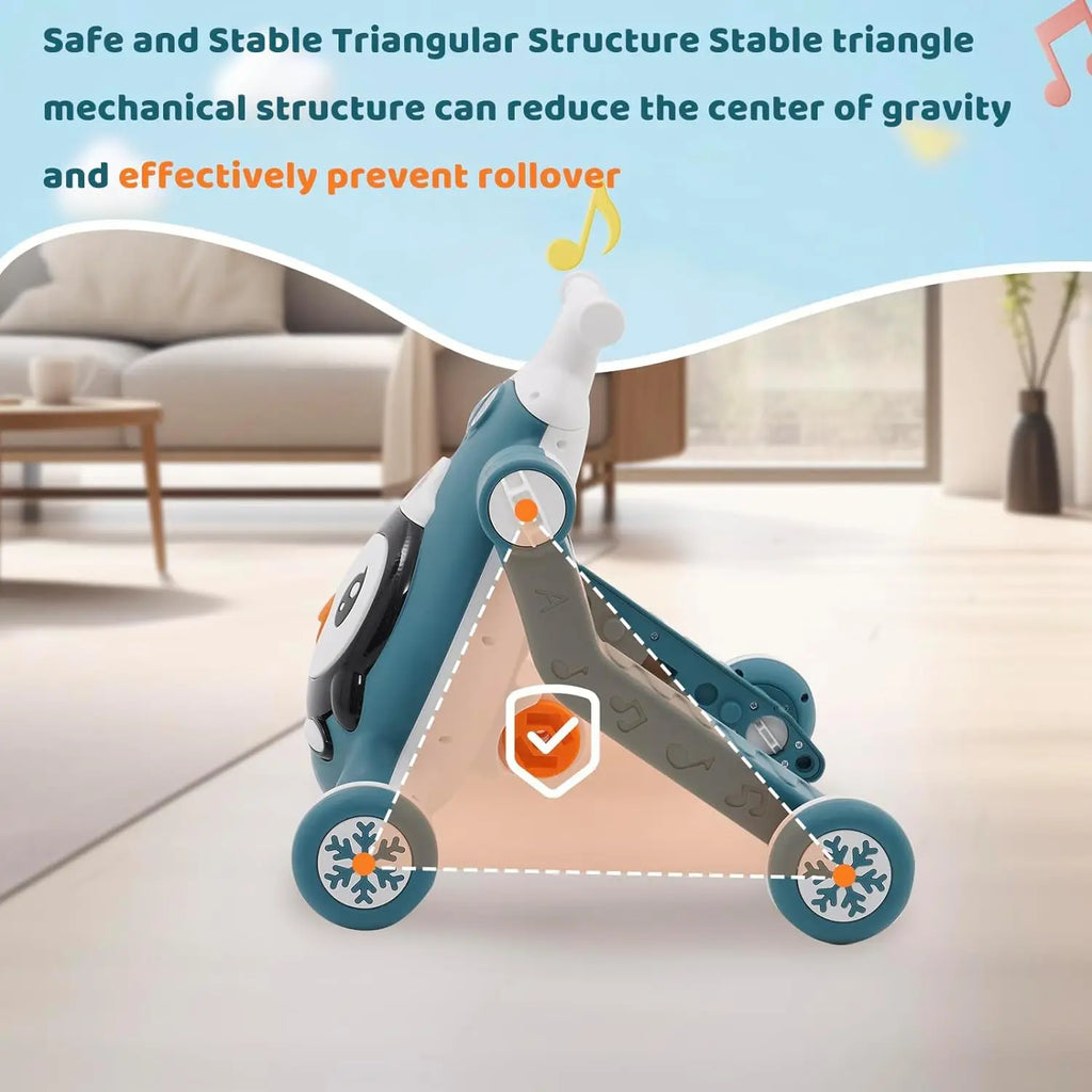 Baby Walker First Step 3 in 1 Sit-to-Stand Learning Walker Multifunctional Baby Push Along Walker Kids Activity Center