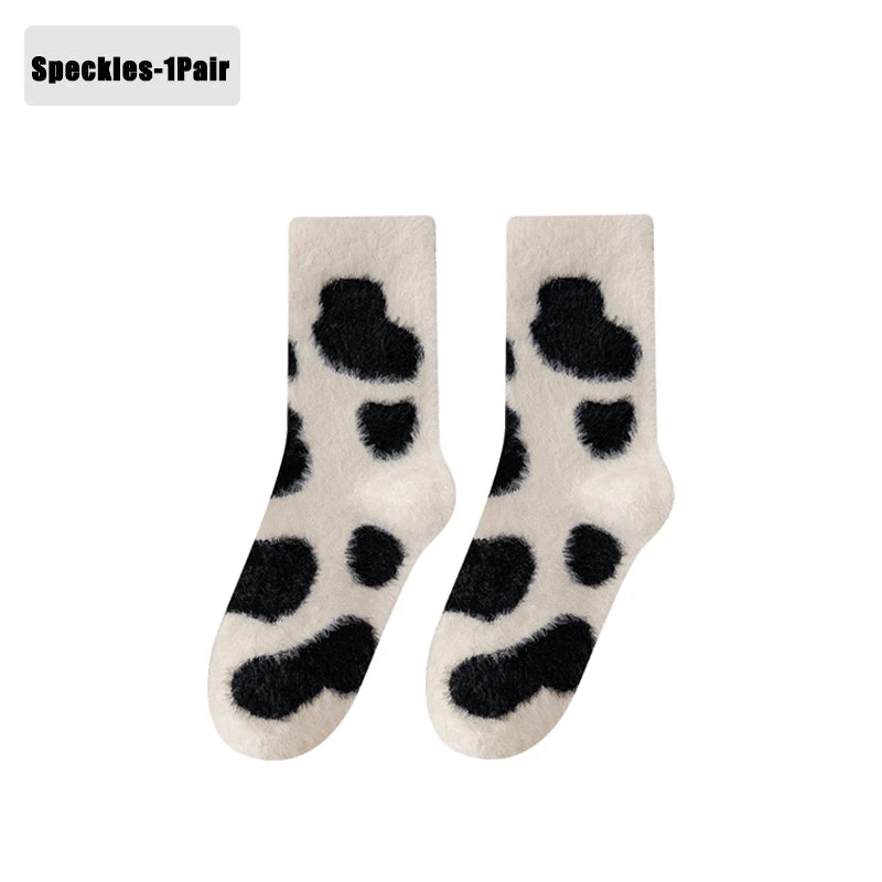 Winter Warm Padded Socks Thickened Mink Plush SocksCute Cartoon Soft Comfortable SkinFriendly Girls Socks Autumn Home Sleepwear