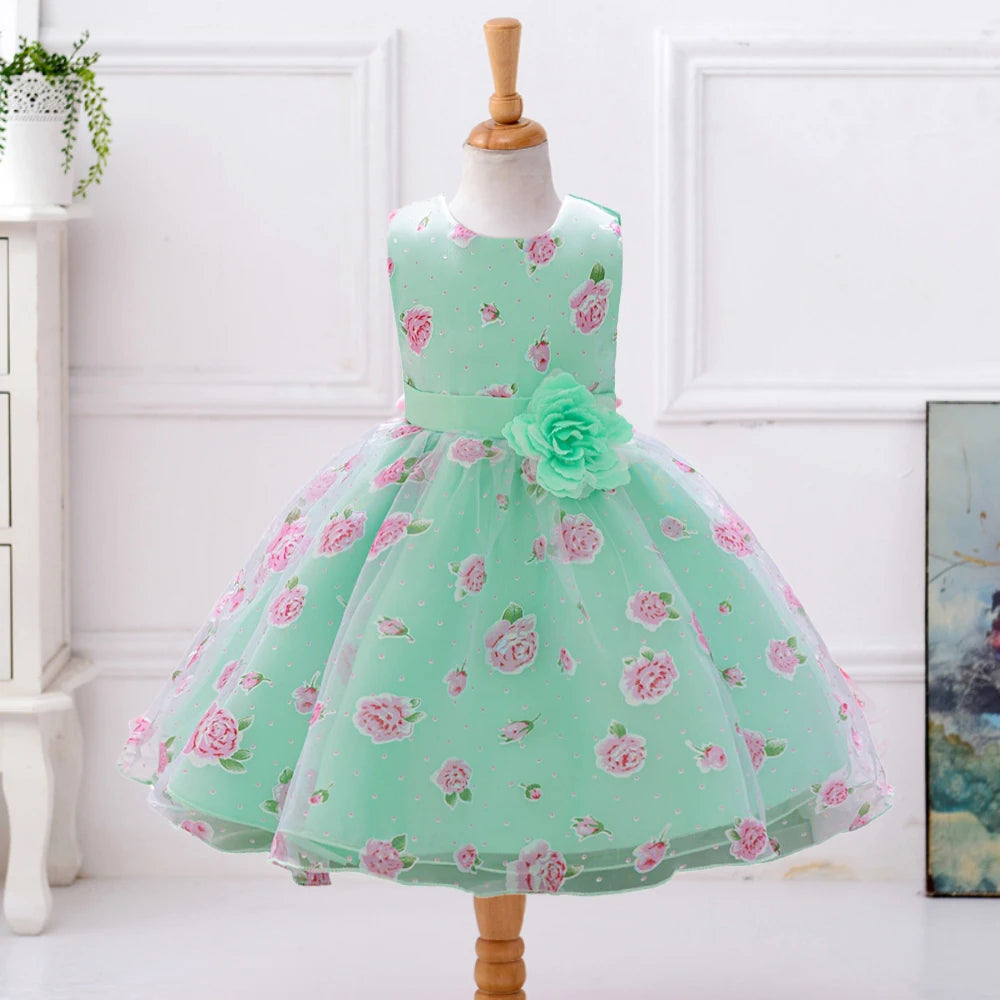 Elegant Bridesmaid Flower Girls Party Dress Bow lWedding Princess Kid Dresses for Girl Birthday Evening Kids Clothing 3-10 Years