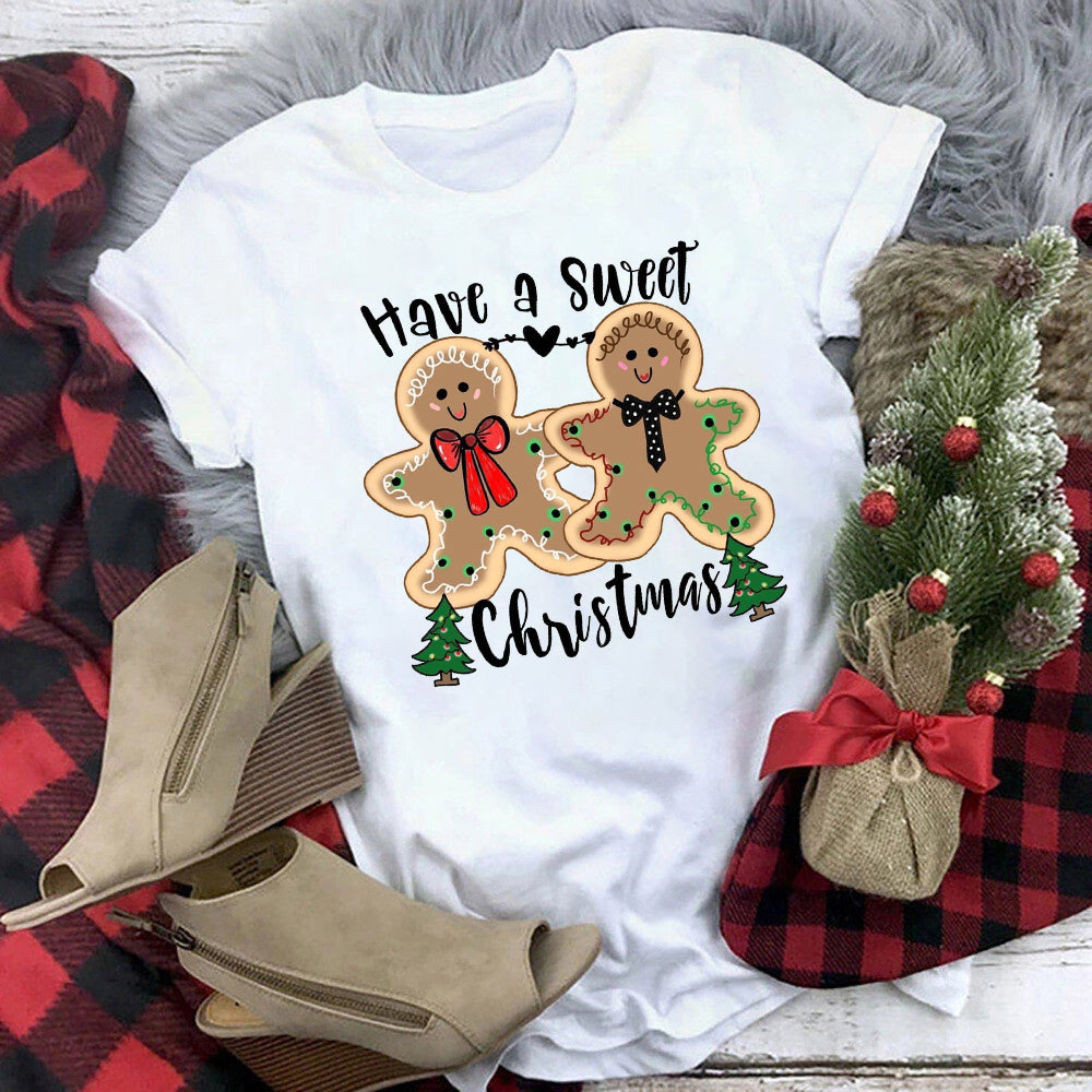 Have A Sweet Christmas Print Family Matching Outfits T-shirt Xmas Party Clothes Daddy Mommy Daughter Son T Shirt Cute Family Set