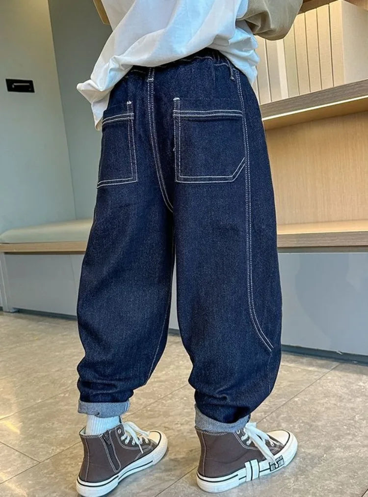 Designer Boys Autumn Winter 2025 New Casual Stretchable Denim Jeans Long Pants Boys' Fashionable Trousers